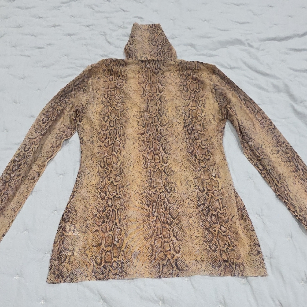 Ganni Brown Snake Print Long Sleeve Top